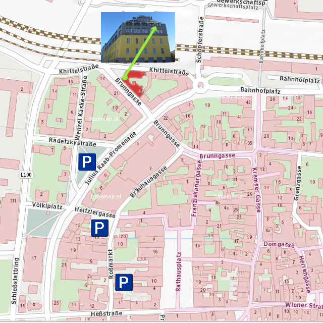 Lageplan in St. Pölten - nahe Bahnhof